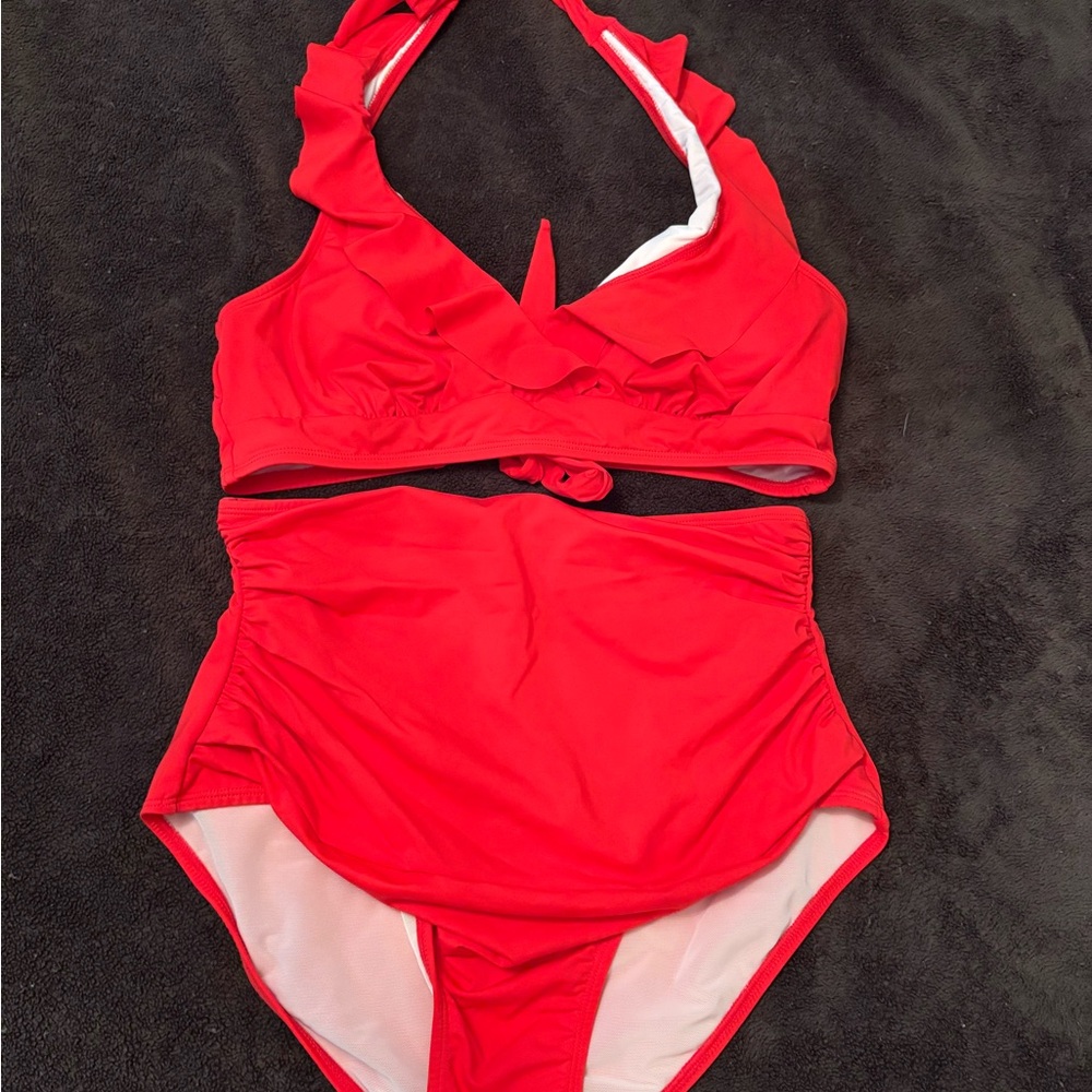 NWOT Cupshe Red Halter Bikini sz L